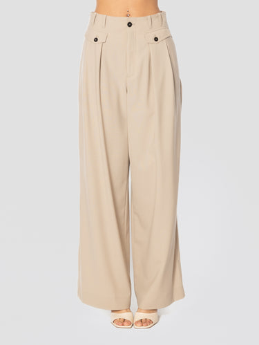 CLOSED-Pantaloni in Fresco Lana con Pinces Argilla Beige-TRYME Shop