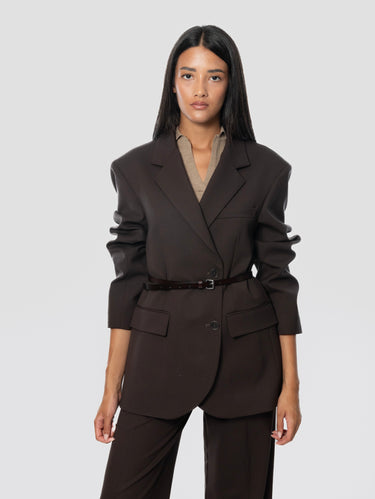 P.A.R.O.S.H.-Giacca Doppio Petto in Fresco Lana Testa di Moro-TRYME Shop