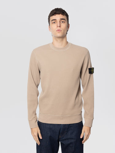 STONE ISLAND-Felpa Girocollo con Lavorazione a Nido d'Ape Deserto-TRYME Shop
