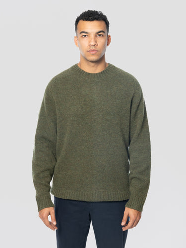 FILIPPO DE LAURENTIIS-Maglia Girocollo Manica Raglan in Alpaca Verde-TRYME Shop
