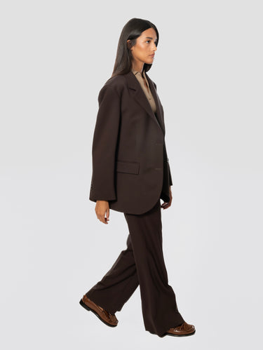 Dark Brown Double-Breasted Fresco Wool Jacket
