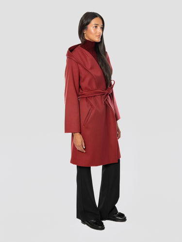 Bordeaux Hooded Wrap Coat