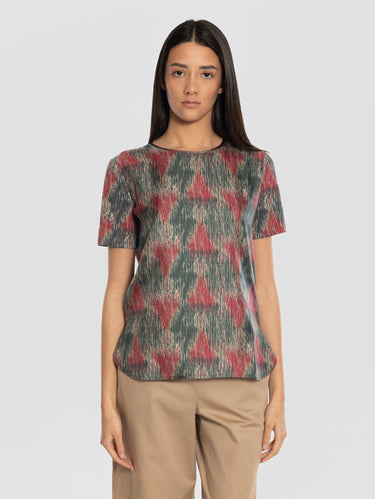 MAX MARA MM-T-shirt con Inserto in Seta con Stampa Multicolor-TRYME Shop