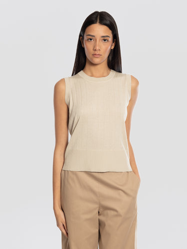 MAX MARA MM-Maglia a Coste in Seta e Cotone Avorio-TRYME Shop