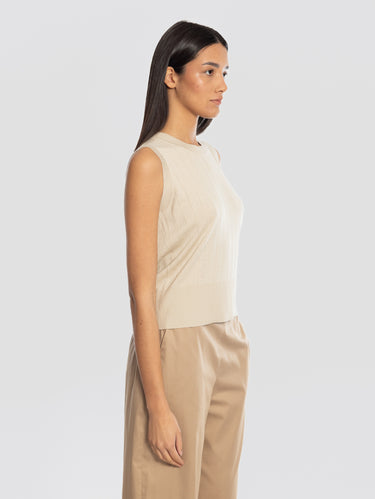 Ivory Silk and Cotton Ribbed Sweater