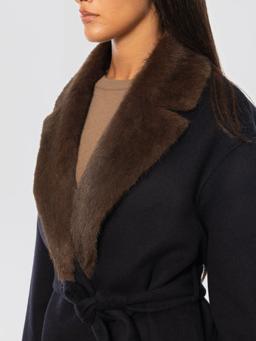 Blue Wool Belted Coat