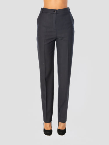PINKO-Pantaloni Gamba Dritta Herringbone Blu-TRYME Shop