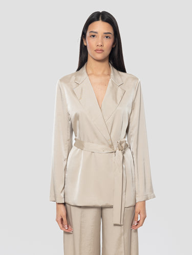 P.A.R.O.S.H.-Giacca Doppiopetto in Twill Beige-TRYME Shop