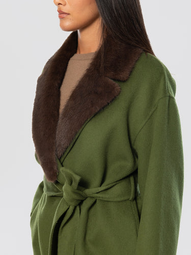 Green Wool Belted Coat