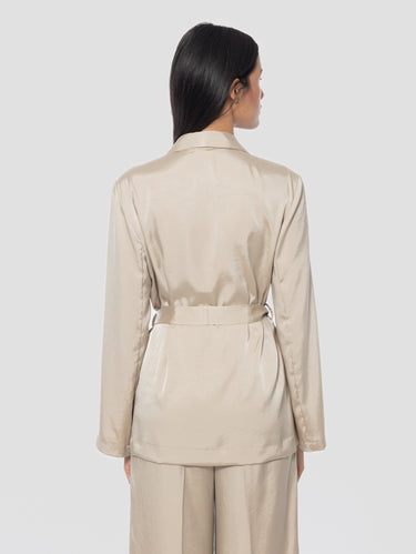 Double-Breasted Twill Jacket Beige
