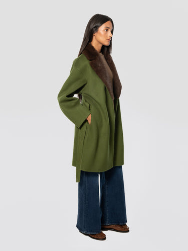 Green Wool Belted Coat
