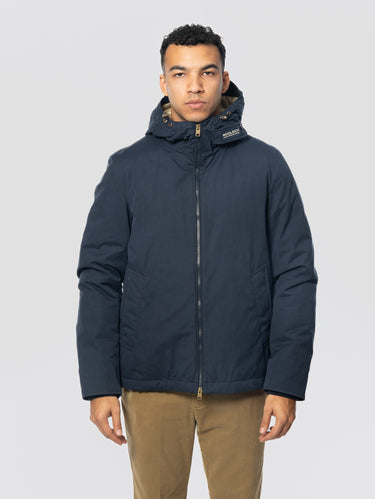 WOOLRICH-Giaccone Microfibra Mountain Cloth Blu-TRYME Shop