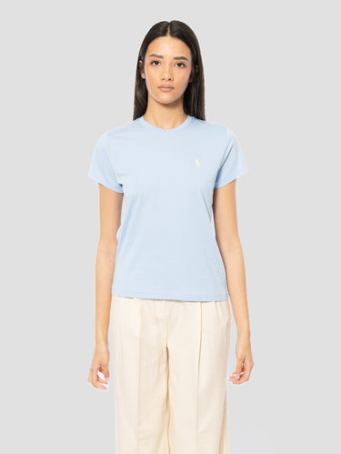 RALPH LAUREN-T-shirt Girocollo in Cotone Celeste-TRYME Shop