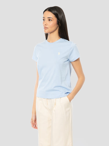 T-Shirt Rundhalsausschnitt aus hellblauer Baumwolle