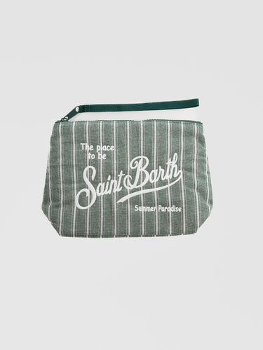 MC2 SAINT BARTH-Pochette in Cotone a Righe Bianco/Verde-TRYME Shop
