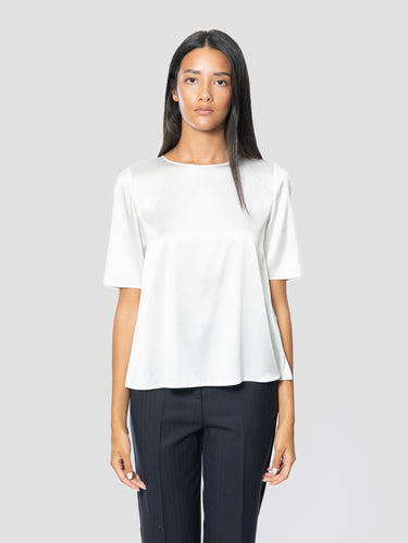 MAX MARA MM-Blusa in Raso di Seta Bianco-TRYME Shop