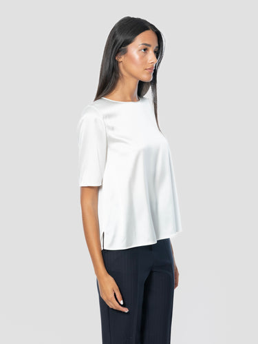 White Silk Satin Blouse