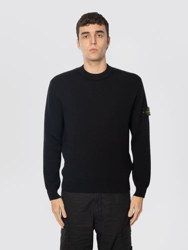 STONE ISLAND-Maglione Girocollo in Cotone a Costine Nero-TRYME Shop