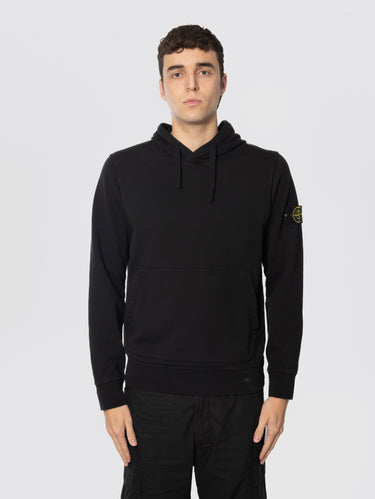 STONE ISLAND-Felpa con Cappuccio Tinta in Capo Nero-TRYME Shop