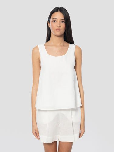 MAX MARA MM-Top in Lino Svasato Bianco-TRYME Shop
