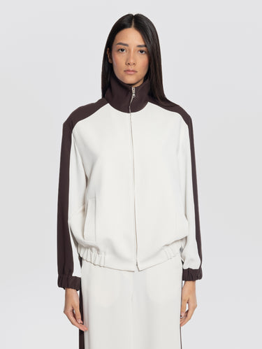 P.A.R.O.S.H.-Giubbotto Bicolor in Cady Panna/Marrone-TRYME Shop
