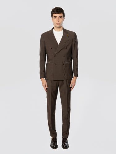 LATORRE-Completo in Fresco Lana Doppiopetto Marrone-TRYME Shop