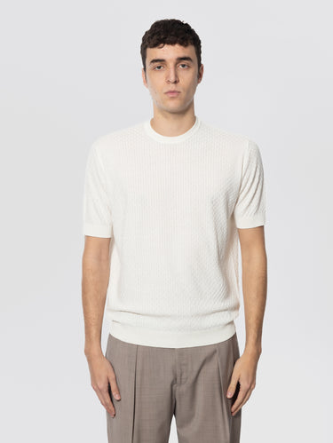 FILIPPO DE LAURENTIIS-Maglia con Lavorazione Testurizzata in Rilievo Latte-TRYME Shop