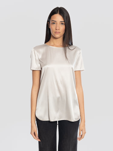 MAX MARA MM-Blusa Girocollo Cortona in Seta Ghiaccio-TRYME Shop