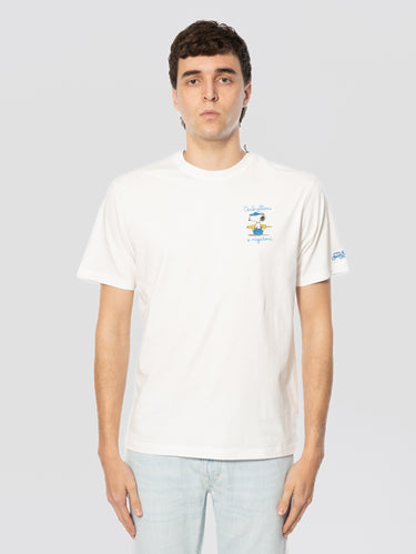 MC2 SAINT BARTH-T-shirt con Ricamo Snoopy Rigatoni Bianco-TRYME Shop