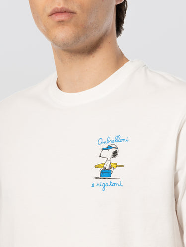 White Snoopy Rigatoni Embroidered T-shirt