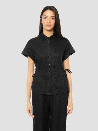 CLOSED-Camicia Manica Corta in Lino Nero-TRYME Shop