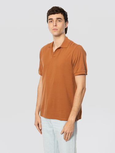 Polo Charles aus Baumwoll-Piqué in Tabak