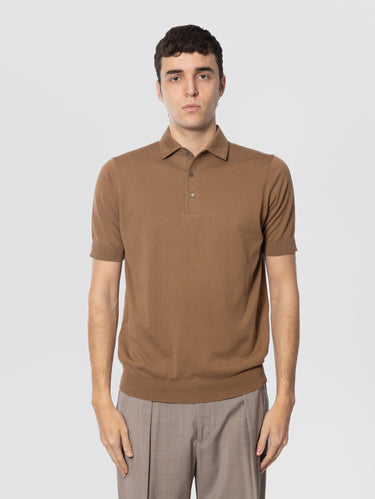 FILIPPO DE LAURENTIIS-Polo in Cotone con Colletto in Tessuto Doppiato Coloniale-TRYME Shop