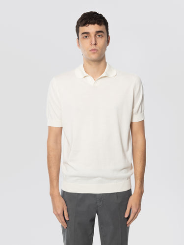 FILIPPO DE LAURENTIIS-Polo Skipper in Cotone Crepe Latte-TRYME Shop