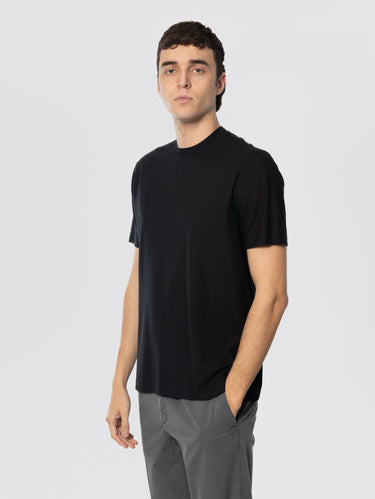 Ronde Hals T-shirt van Katoenen Crêpe Zwart