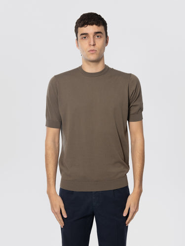 FILIPPO DE LAURENTIIS-Maglia Girocollo in Cotone Crepe Olio-TRYME Shop
