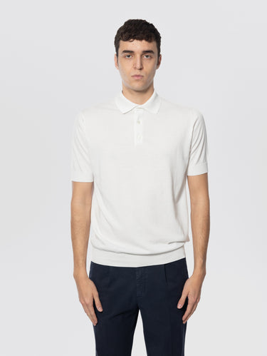 FILIPPO DE LAURENTIIS-Polo in Cotone Crepe Bianco Ottico-TRYME Shop