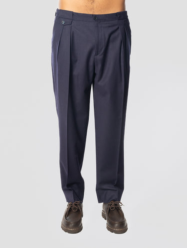 BRIGLIA 1949-Pantaloni in Lana Vergine con Pinces Blu-TRYME Shop