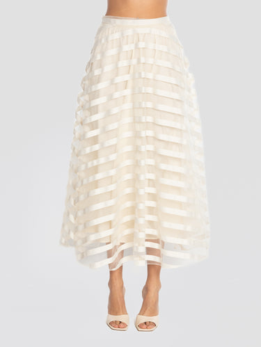 P.A.R.O.S.H.-Gonna in Tulle Ricamato Sabbia-TRYME Shop