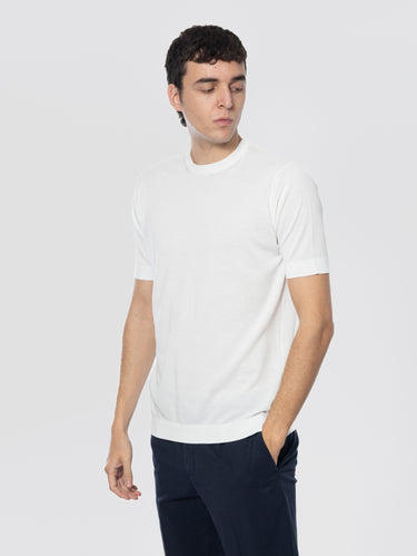 T-shirt van Katoenen Crêpe Optisch Wit
