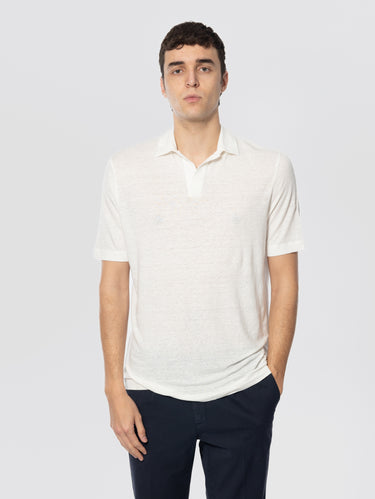 FILIPPO DE LAURENTIIS-Polo Skipper in Lino Bianco-TRYME Shop