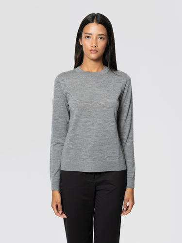 MAX MARA MM-Maglia in Lana Extrafine Girocollo Grigio Melange-TRYME Shop