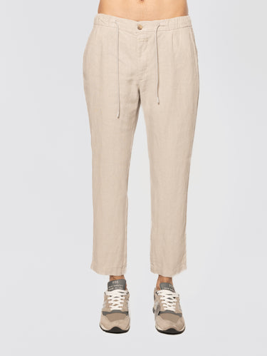 CLOSED-Pantaloni in Lino con Coulisse Fango-TRYME Shop