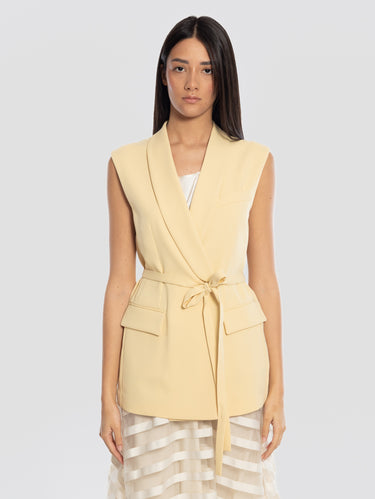 P.A.R.O.S.H.-Gilet in Cady Doppiopetto Banana-TRYME Shop