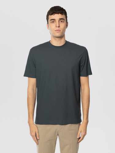 FILIPPO DE LAURENTIIS-T-shirt Girocollo in Crepe di Cotone Ferro-TRYME Shop