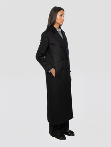 Black Double-Breasted Wool Coat