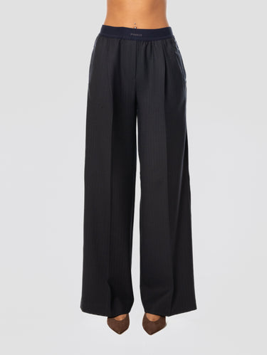 PINKO-Pantaloni Wide Leg con Elastico Blu-TRYME Shop