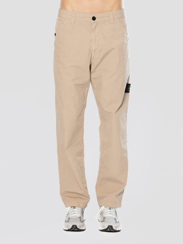 STONE ISLAND-Pantaloni Chino in Ripstop di Cotone Deserto-TRYME Shop
