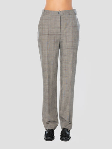 PINKO-Pantaloni Gamba Dritta Principe di Galles Marrone-TRYME Shop