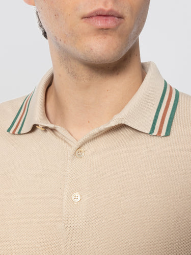 Polo van Piquet met Contrasterende Strepen Beige